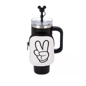 NEW!! Disney Tumbler with Straw Plus Zip Case - Mickey Peace Sign